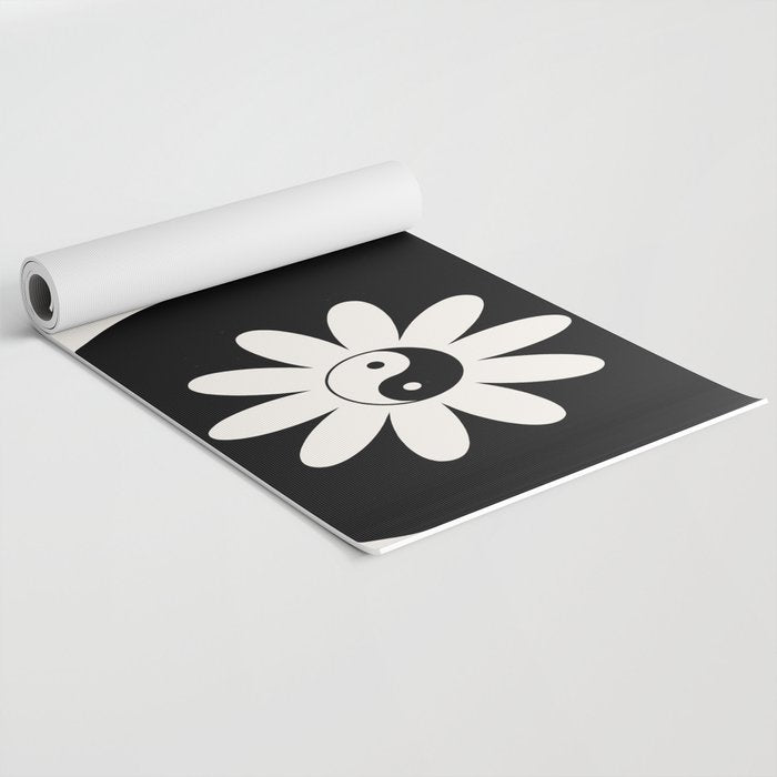Yin Yang Flower in Black & White Yoga Mat Gallery Image 2