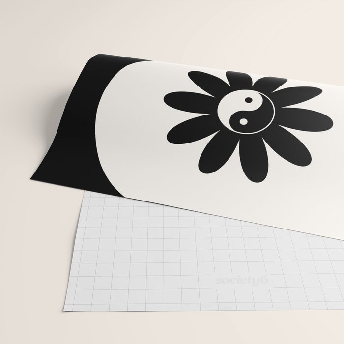 Yin Yang Flower in Black & White Wrapping Paper Gallery Image 2