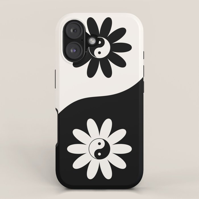 Yin Yang Flower in Black & White iPhone Case Gallery Image 1