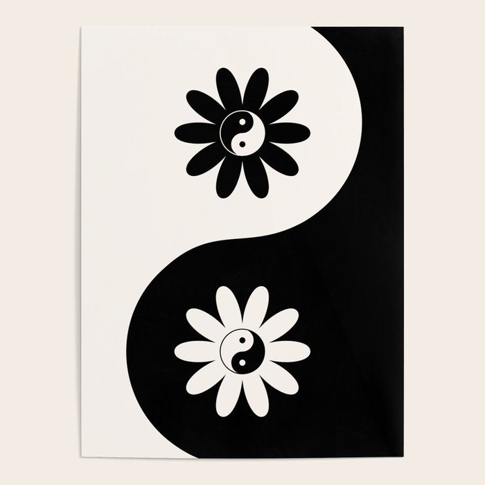 Yin Yang Flower in Black & White Poster Gallery Image 4