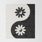 Yin Yang Flower in Black & White Throw Blanket Gallery Image 2