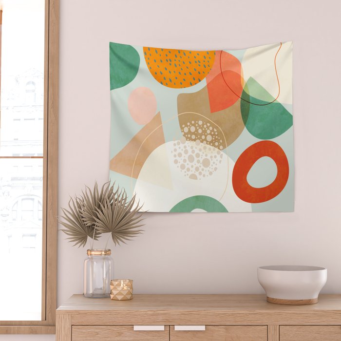 mid century modern abstract design III Wall Tapestry Gallery Image 2
