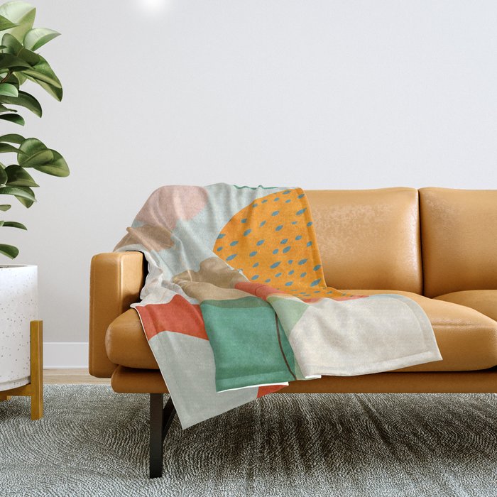 mid century modern abstract design III Throw Blanket Gallery Image 1