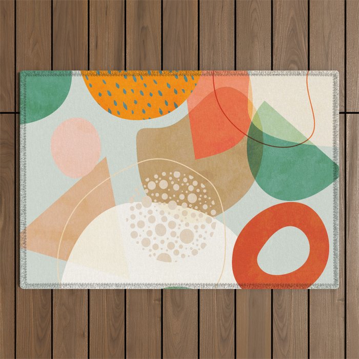 mid century modern abstract design III Outdoor Rug Gallery Image 1