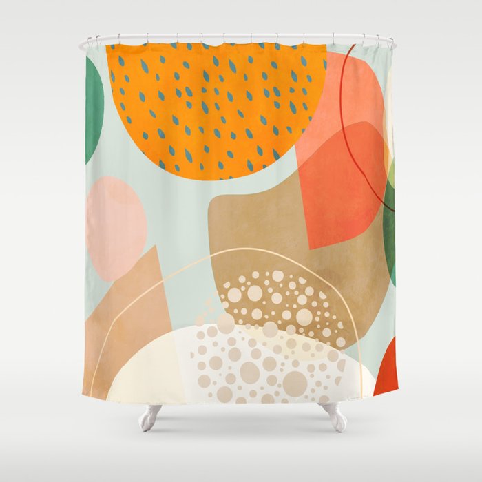 mid century modern abstract design III Shower Curtain Gallery Image 1