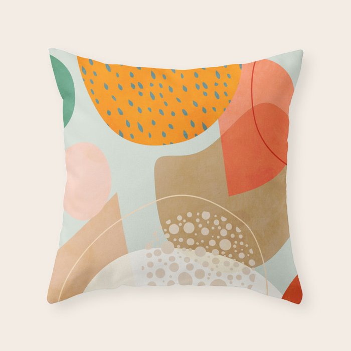 mid century modern abstract design III Throw Pillow Gallery Image 6