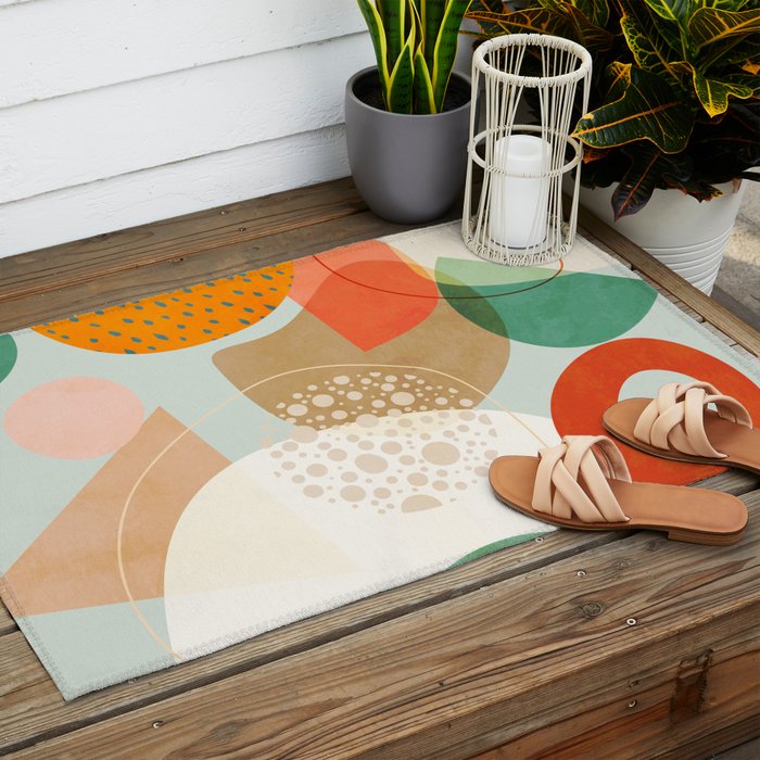 mid century modern abstract design III Outdoor Rug Gallery Image 2