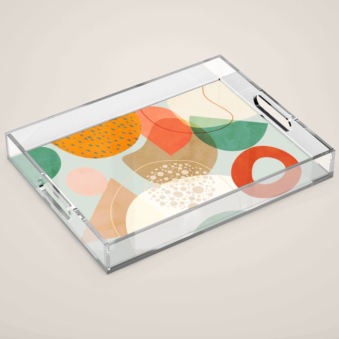 mid century modern abstract design III Acrylic Tray Gallery Image 1