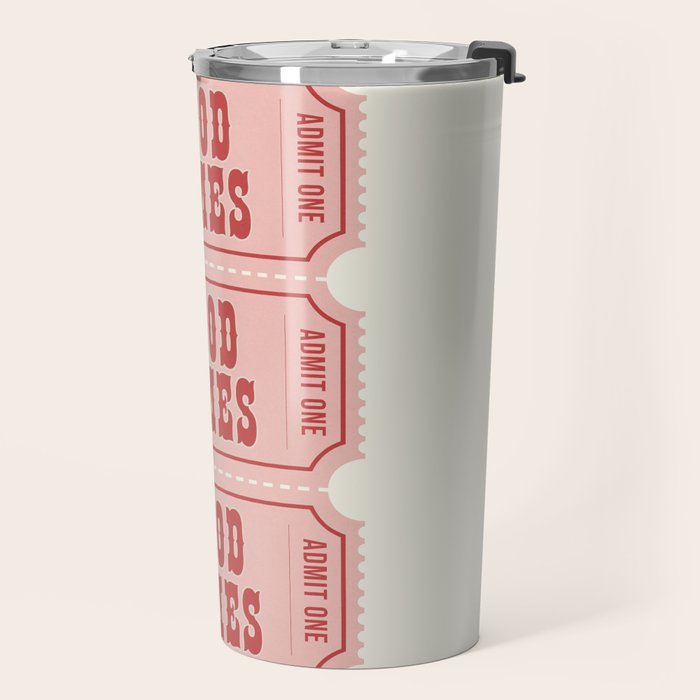 Good Times Retro Ticket, Pink Aesthetic Travel Mug Gallery Image 2