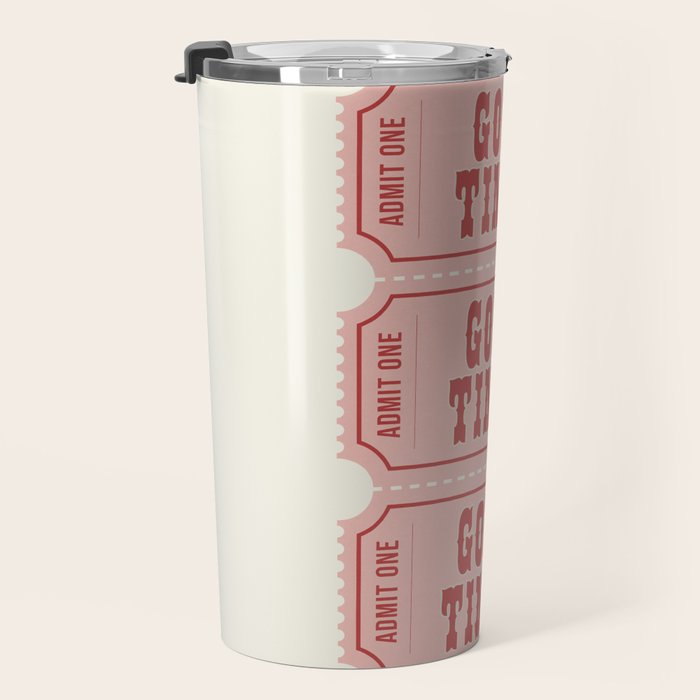 Good Times Retro Ticket, Pink Aesthetic Travel Mug Gallery Image 3