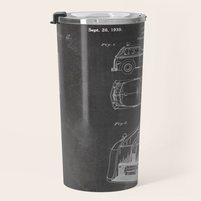 Fire Truck Patent - Fireman Art - Black Chalkboard Travel Mug Gallery Image 3