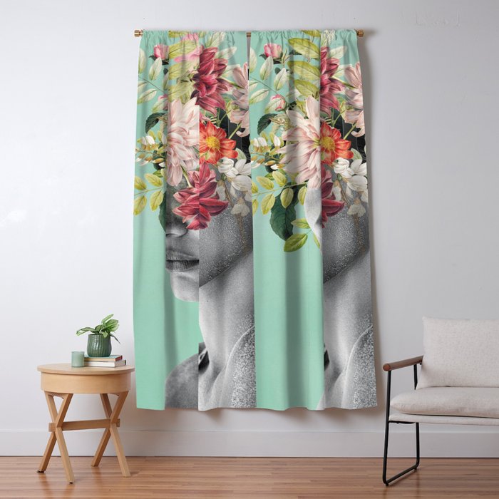 WOMAN WITH FLOWERS 12 Window Curtain Gallery Image 1