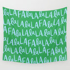Fa La La . Bold green and winter blue  Wall Tapestry Gallery Image 4