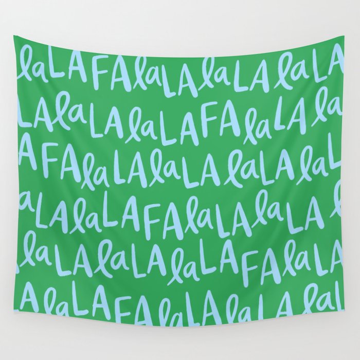 Fa La La . Bold green and winter blue  Wall Tapestry Gallery Image 4