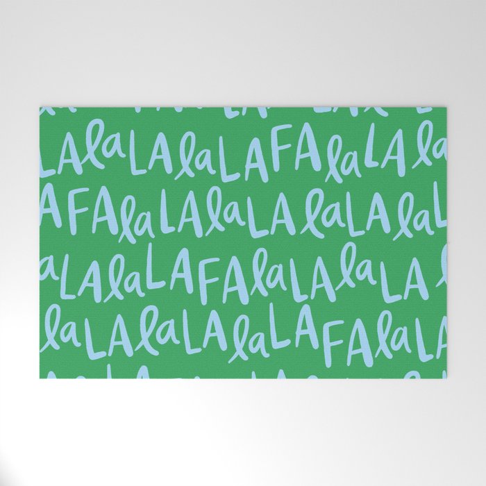 Fa La La . Bold green and winter blue  Welcome Mat Gallery Image 1