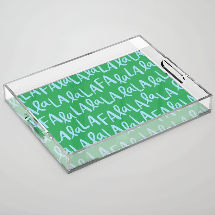 Fa La La . Bold green and winter blue  Acrylic Tray Gallery Image 1