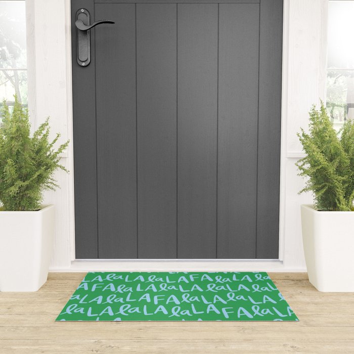 Fa La La . Bold green and winter blue  Welcome Mat Gallery Image 3