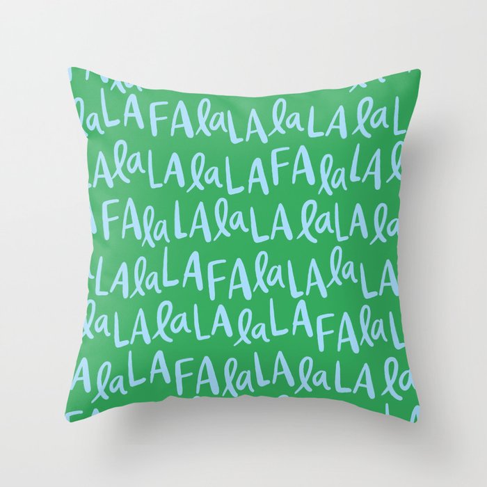 Fa La La . Bold green and winter blue  Throw Pillow Gallery Image 6