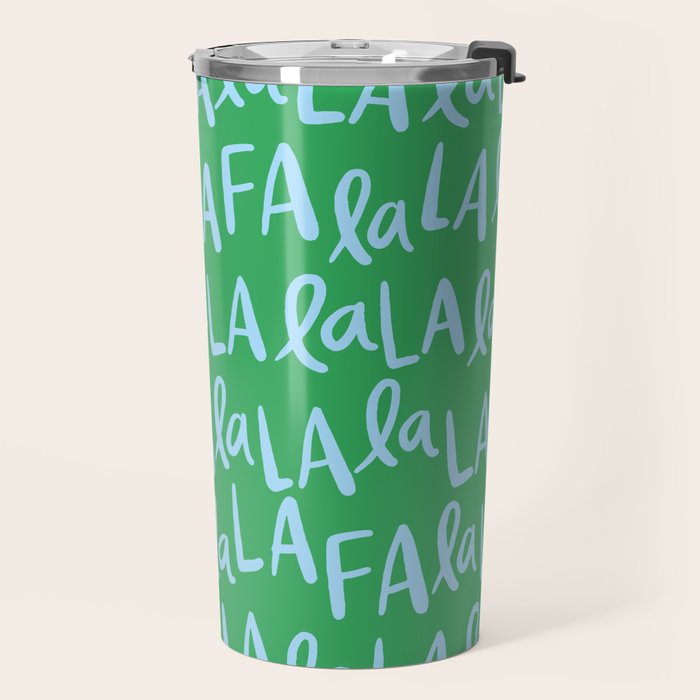 Fa La La . Bold green and winter blue  Travel Mug Gallery Image 2