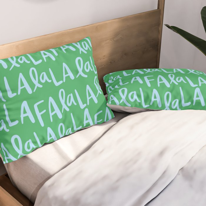 Fa La La . Bold green and winter blue  Pillow Sham Gallery Image 2
