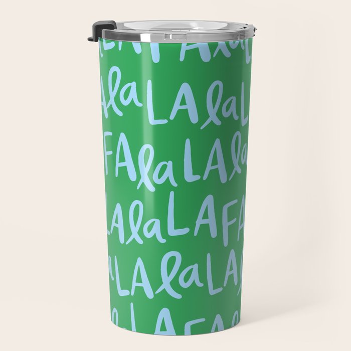 Fa La La . Bold green and winter blue  Travel Mug Gallery Image 3