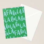 Fa La La . Bold green and winter blue  Stationery Card Gallery Image 2