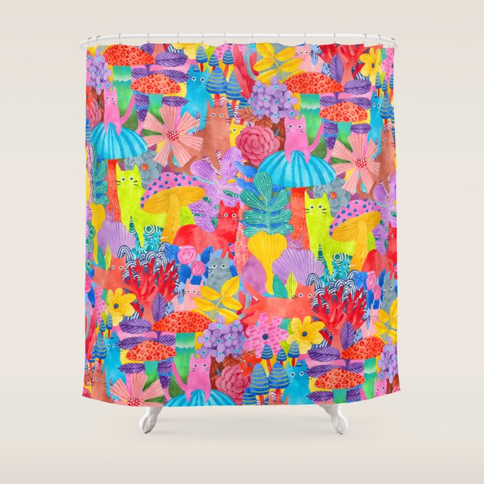 Cute Cats Hide and Seek Shower Curtain Gallery Image 1