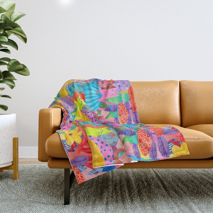 Cute Cats Hide and Seek Throw Blanket Gallery Image 1
