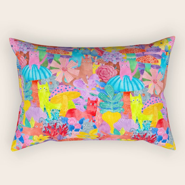 Cute Cats Hide and Seek Rectangular Pillow Gallery Image 1