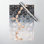 Soft Blue Gradient Cubes Wrapping Paper Gallery Image 1