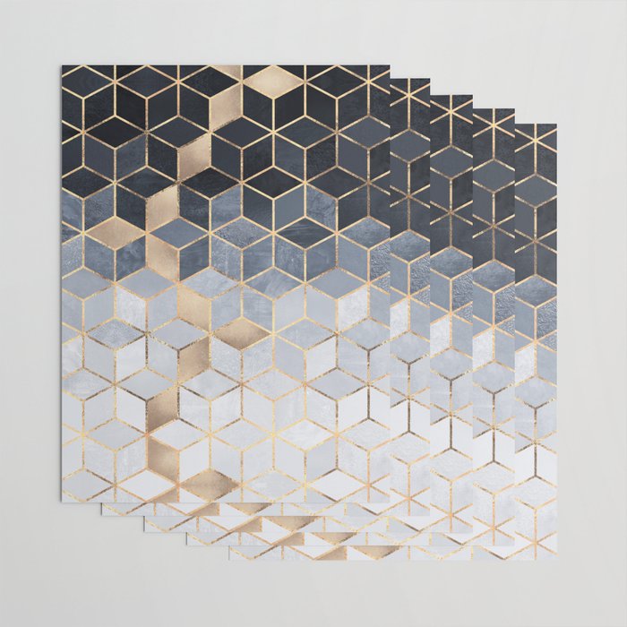 Soft Blue Gradient Cubes Wrapping Paper Gallery Image 3
