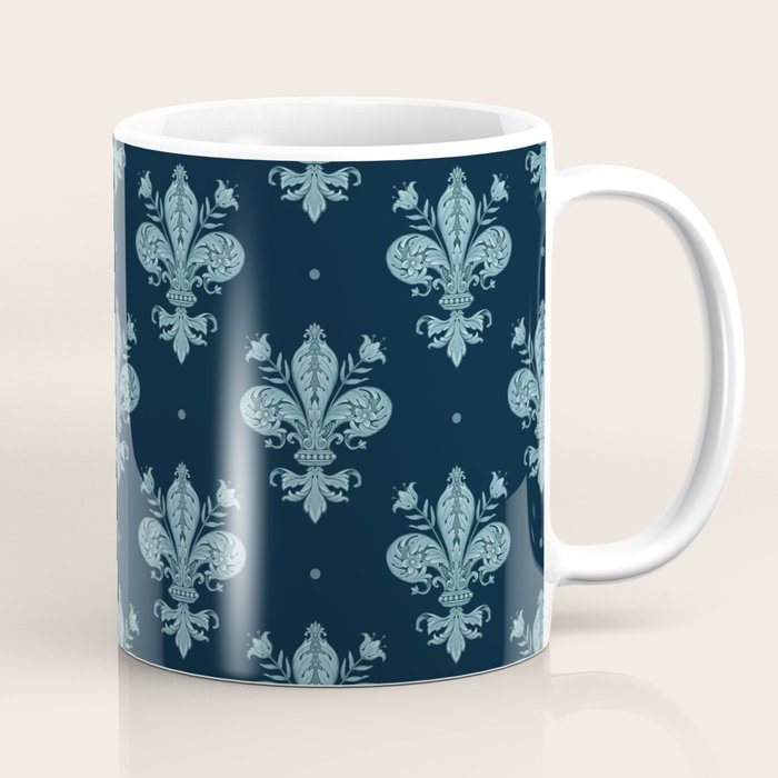 Royal Fleur De Lis In Navy Coffee Mug Gallery Image 1