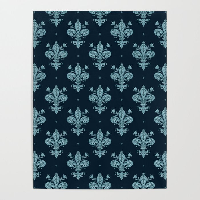 Royal Fleur De Lis In Navy Poster Gallery Image 4