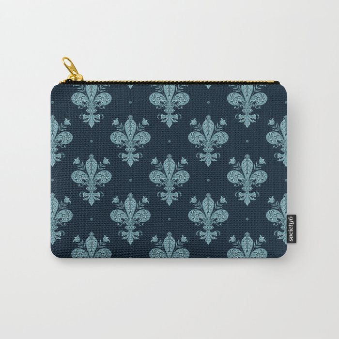 Royal Fleur De Lis In Navy Carry All Pouch Gallery Image 1