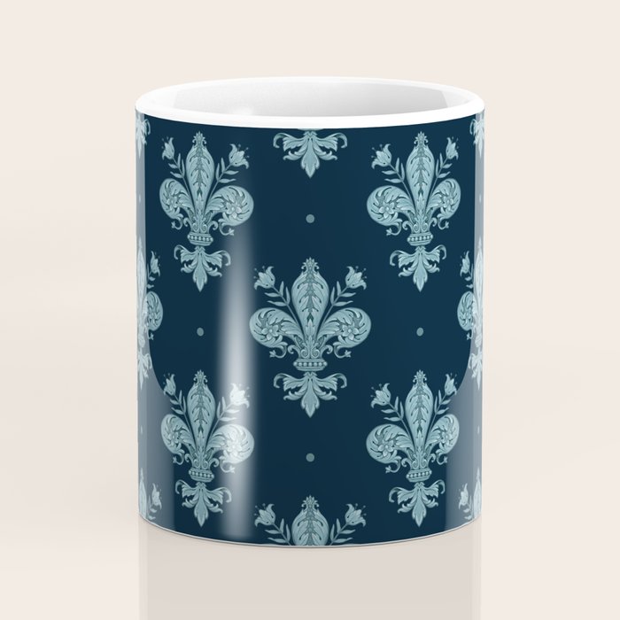 Royal Fleur De Lis In Navy Coffee Mug Gallery Image 4