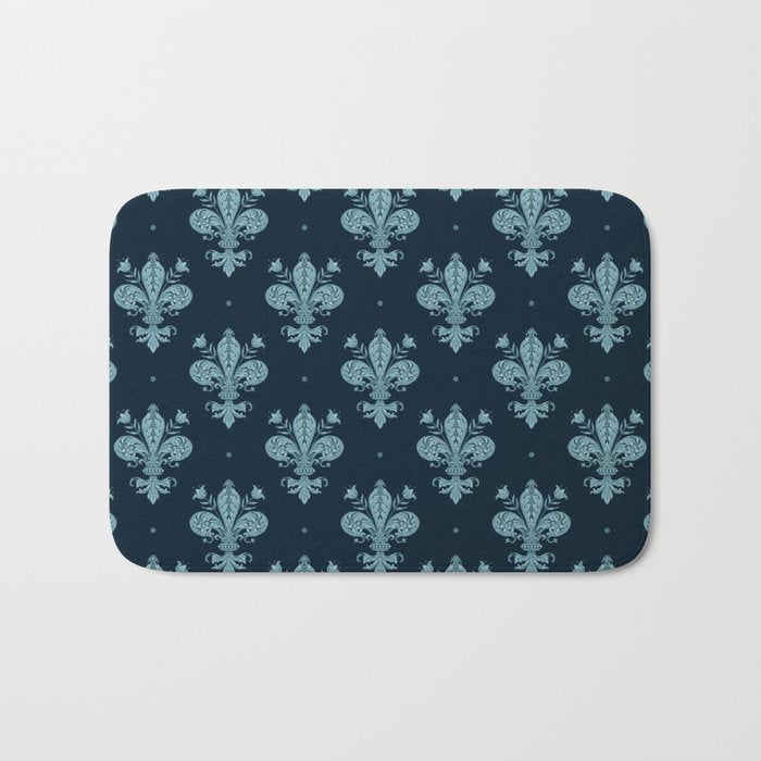 Royal Fleur De Lis In Navy Bath Mat Gallery Image 1