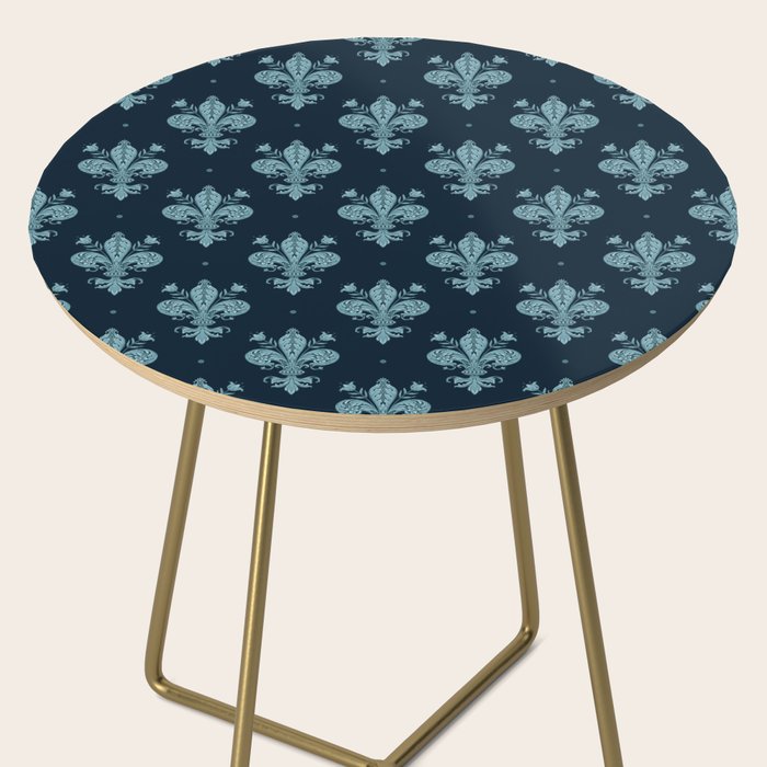 Royal Fleur De Lis In Navy Side Table Gallery Image 2