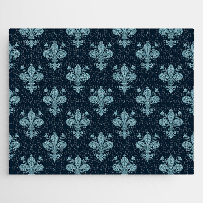 Royal Fleur De Lis In Navy Jigsaw Puzzle Gallery Image 1