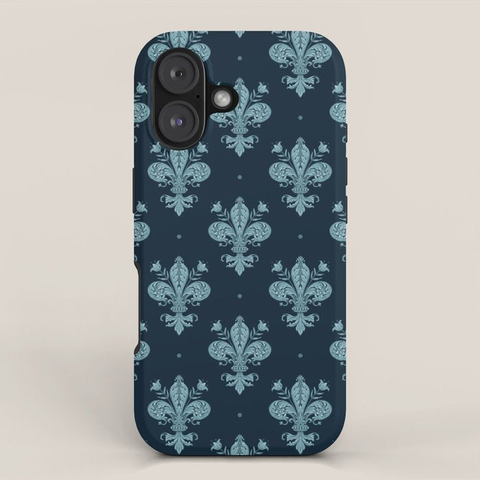 Royal Fleur De Lis In Navy iPhone Case Gallery Image 1