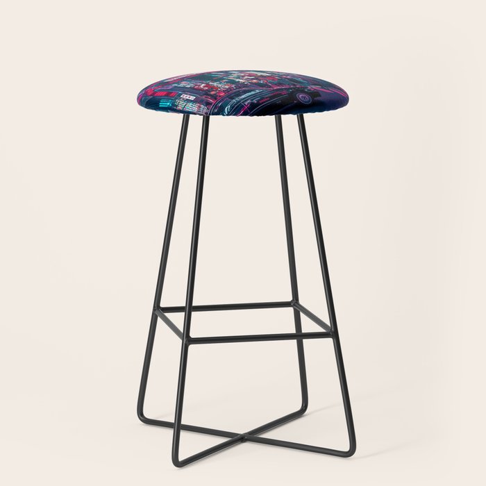 Cyberpunk Tokyo Street Stool Gallery Image 1