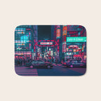 Cyberpunk Tokyo Street Bath Mat Gallery Image 1