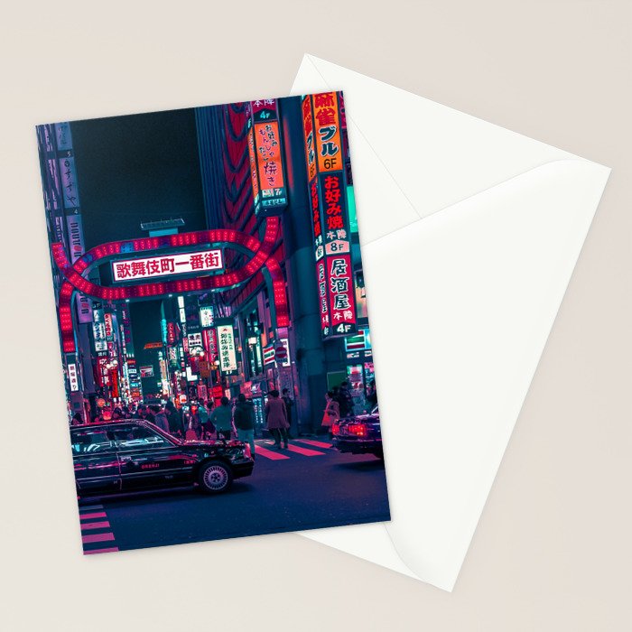Cyberpunk Tokyo Street Stationery Card Gallery Image 2