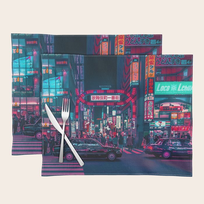 Cyberpunk Tokyo Street Placemat Gallery Image 1