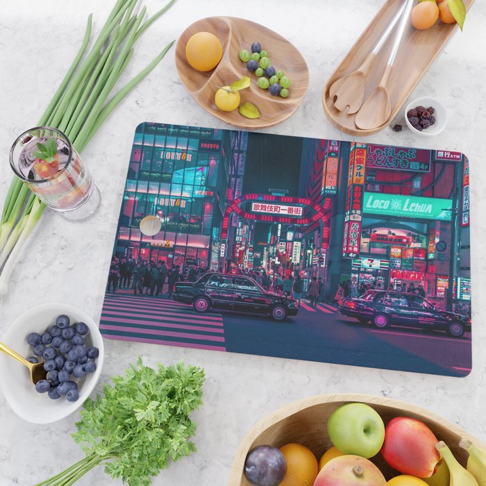 Cyberpunk Tokyo Street Cutting Board Gallery Image 2