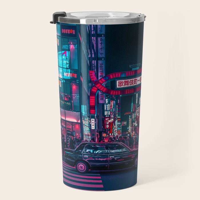 Cyberpunk Tokyo Street Travel Mug Gallery Image 3