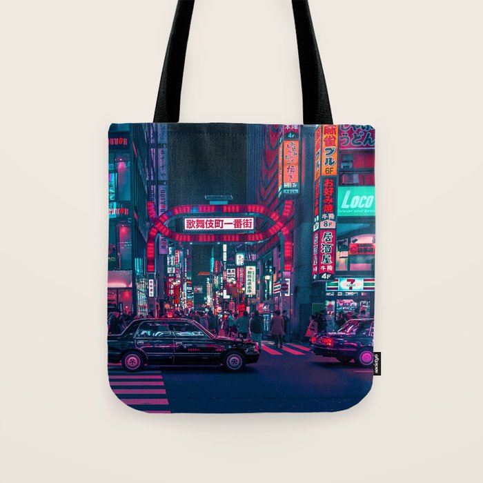Cyberpunk Tokyo Street Tote Bag Gallery Image 1