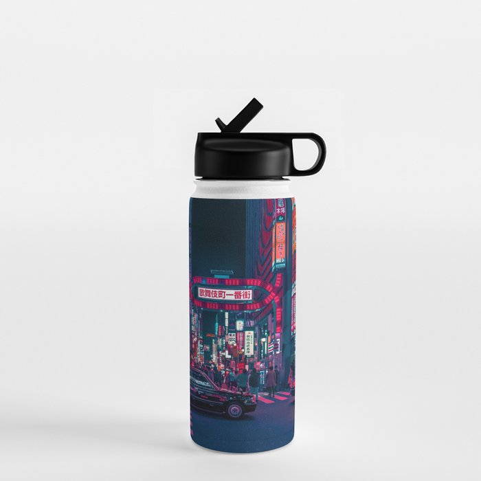 Cyberpunk Tokyo Street Water Bottle Gallery Image 1