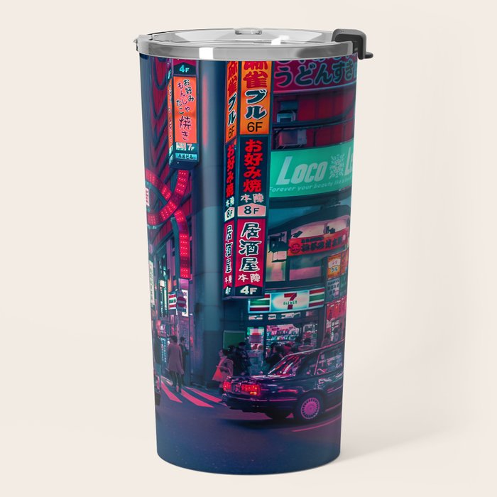 Cyberpunk Tokyo Street Travel Mug Gallery Image 2