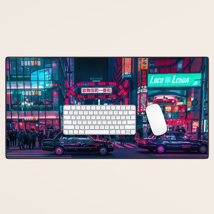 Cyberpunk Tokyo Street Desk Mat Gallery Image 1