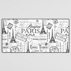 Vintage Paris Black And White Nostalgic Pattern Desk Mat Gallery Image 3